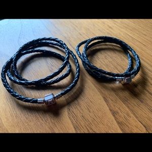 Chamilia Ebony 20.7 Leather Wrap bracelets (2)